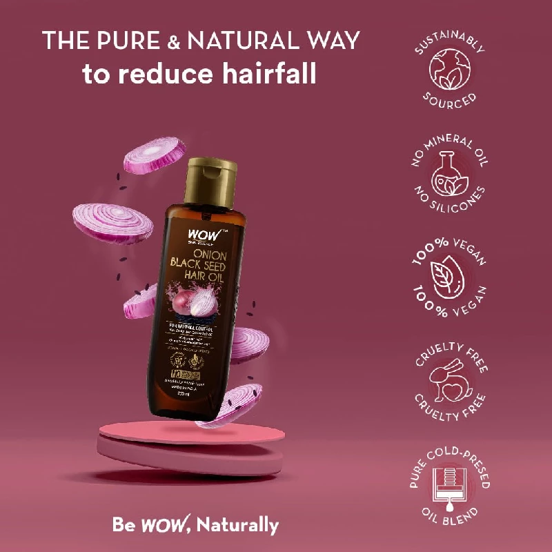 WOW Onion Black Seed Hair Oil - Controls Hair Fall - No Mineral Oil & Silicones, 200 ml-4.webp